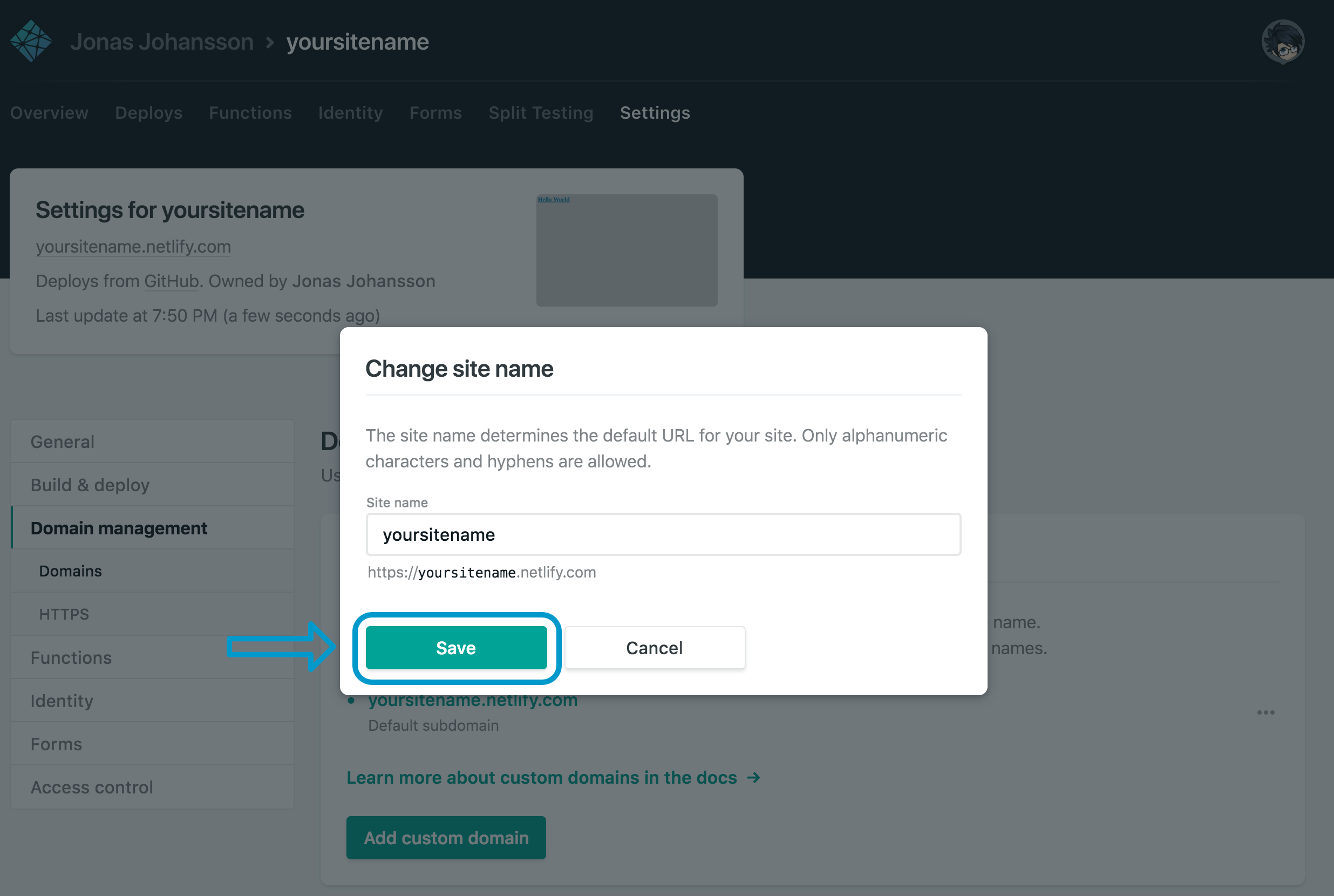 input domain name